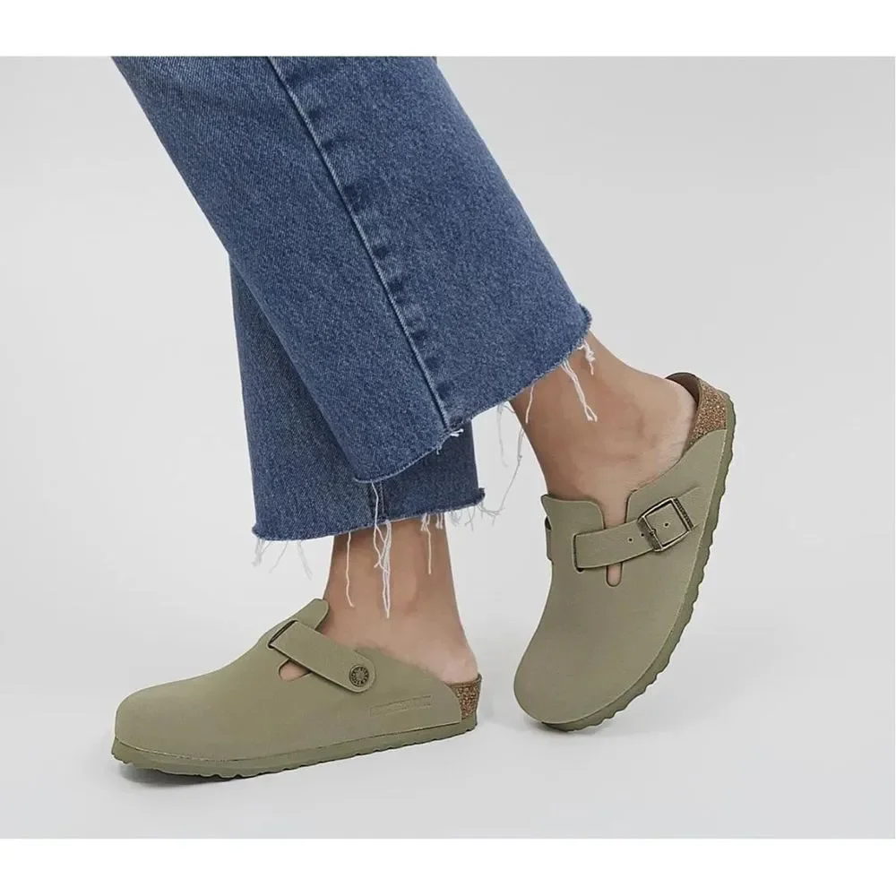 New Birkenstock Boston Clogs Khaki Earthy Vegan Size 40